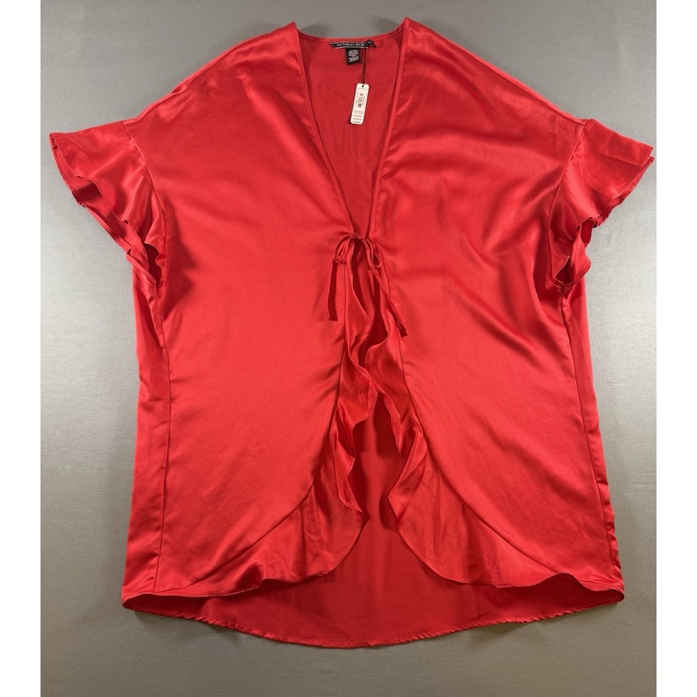 Victorias Secret LOVE Short Red Kimono Robe O/S Heart  Coquette Cover up NWT - Picture 2 of 13
